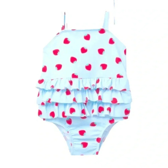 Tucker + Tate Strawberry Tiered Ruffled Swimsuit 12-18 Months - Picture 1 of 6